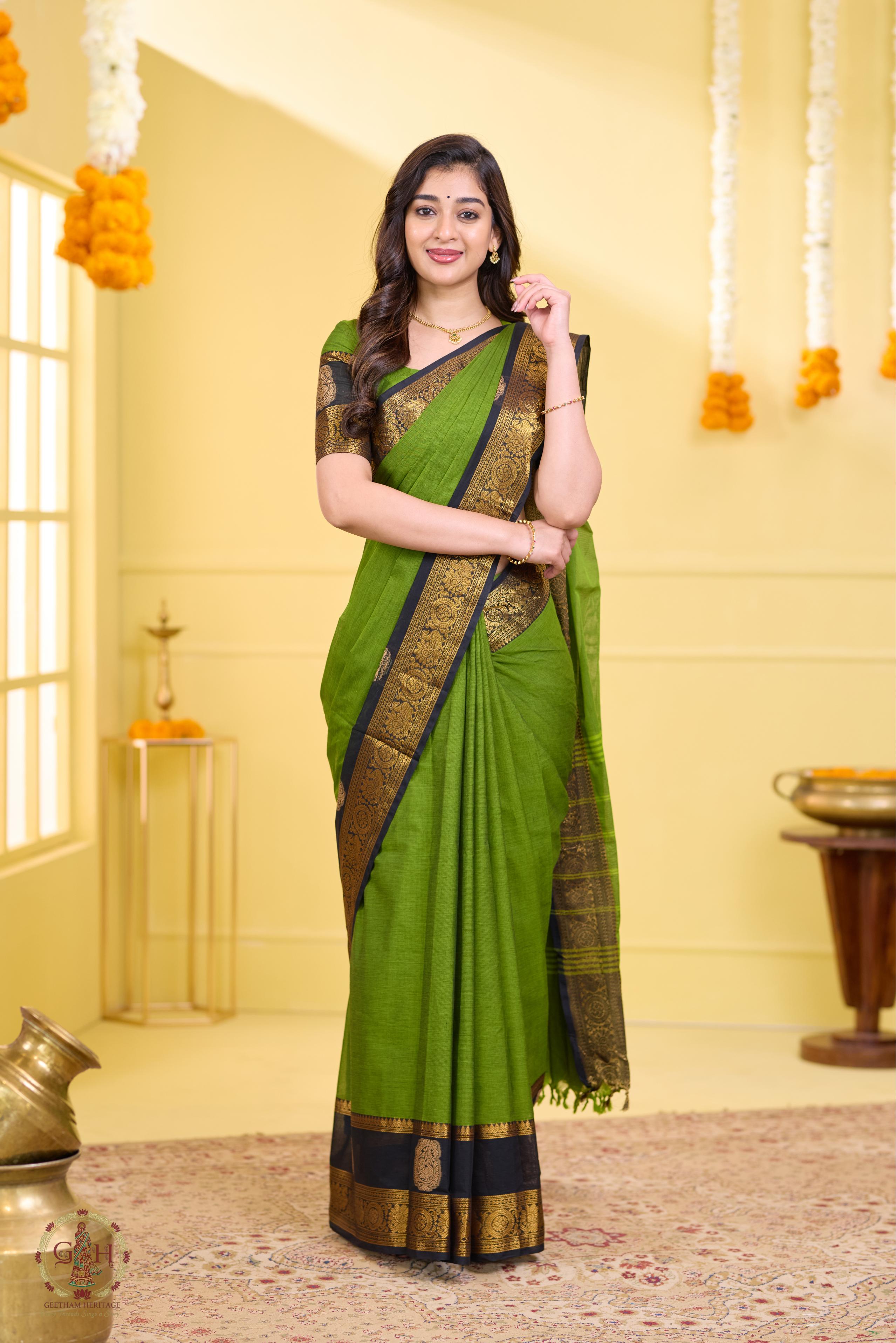 Majestic Green Cutting Annam Kanchi Cotton