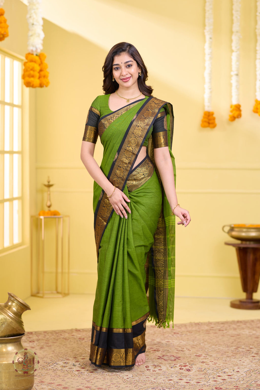 Majestic Green Cutting Annam Kanchi Cotton