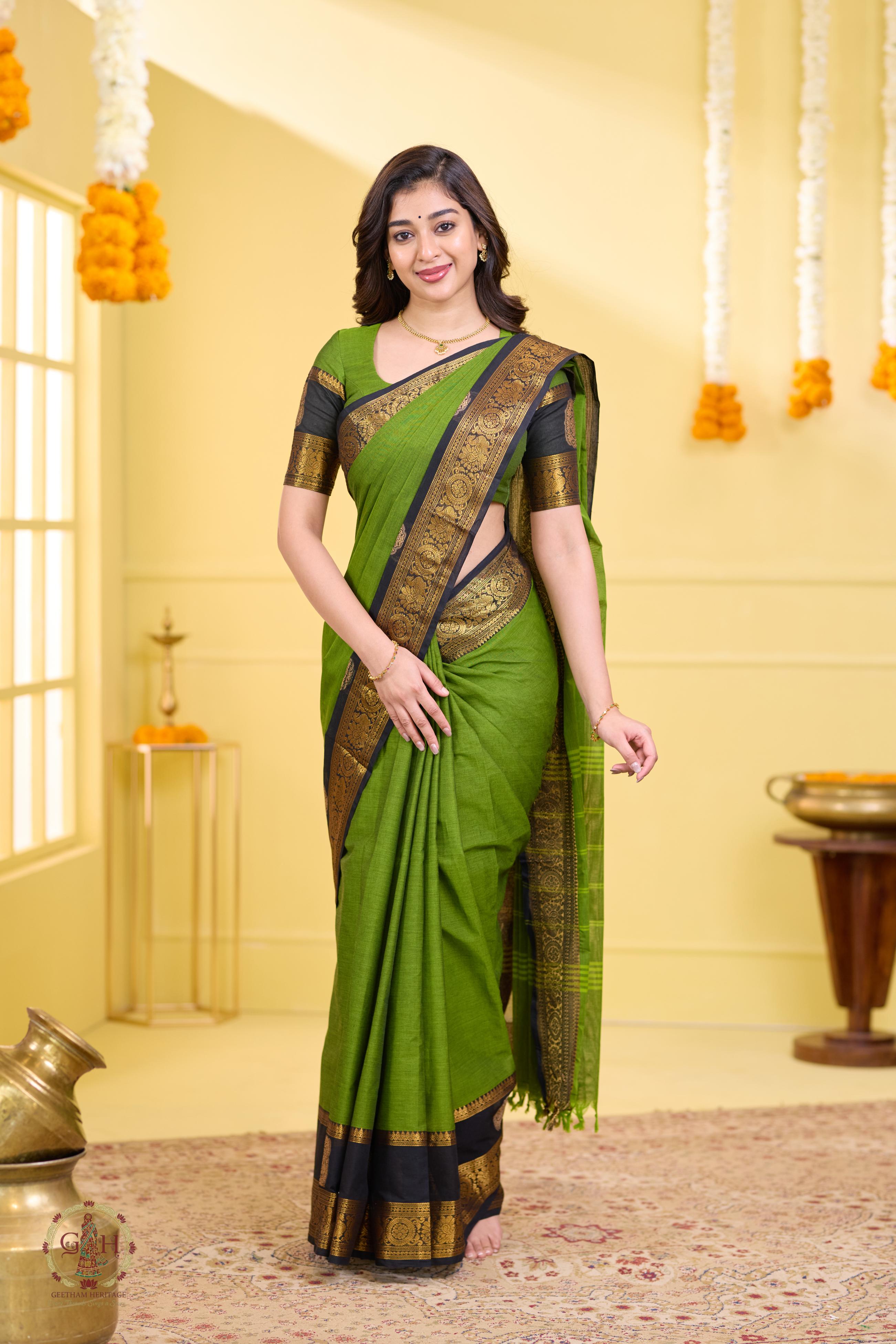 Majestic Green Cutting Annam Kanchi Cotton
