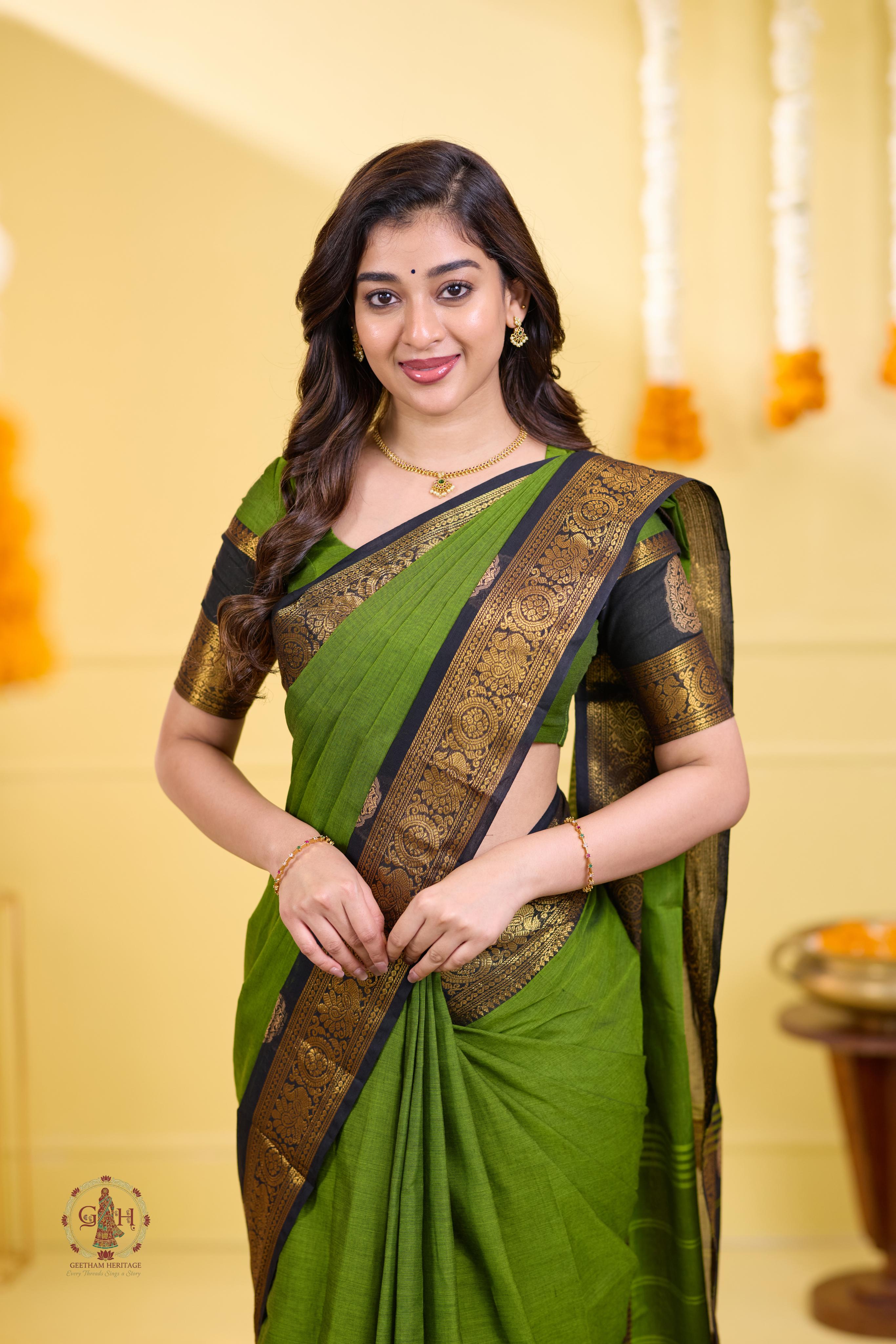 Majestic Green Cutting Annam Kanchi Cotton