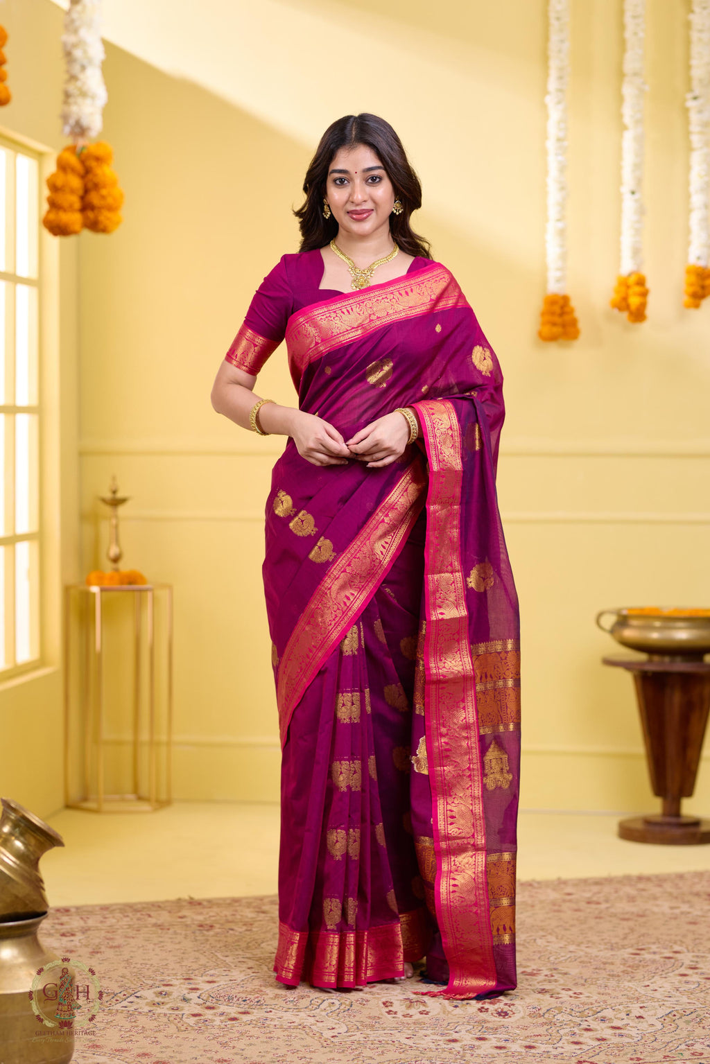 Royal Purple Rich Pallu Annam Kanchi Cotton