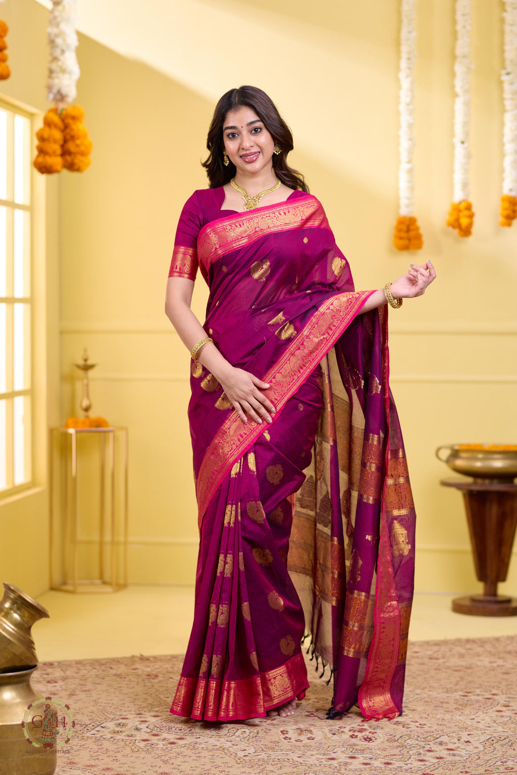 Royal Purple Rich Pallu Annam Kanchi Cotton