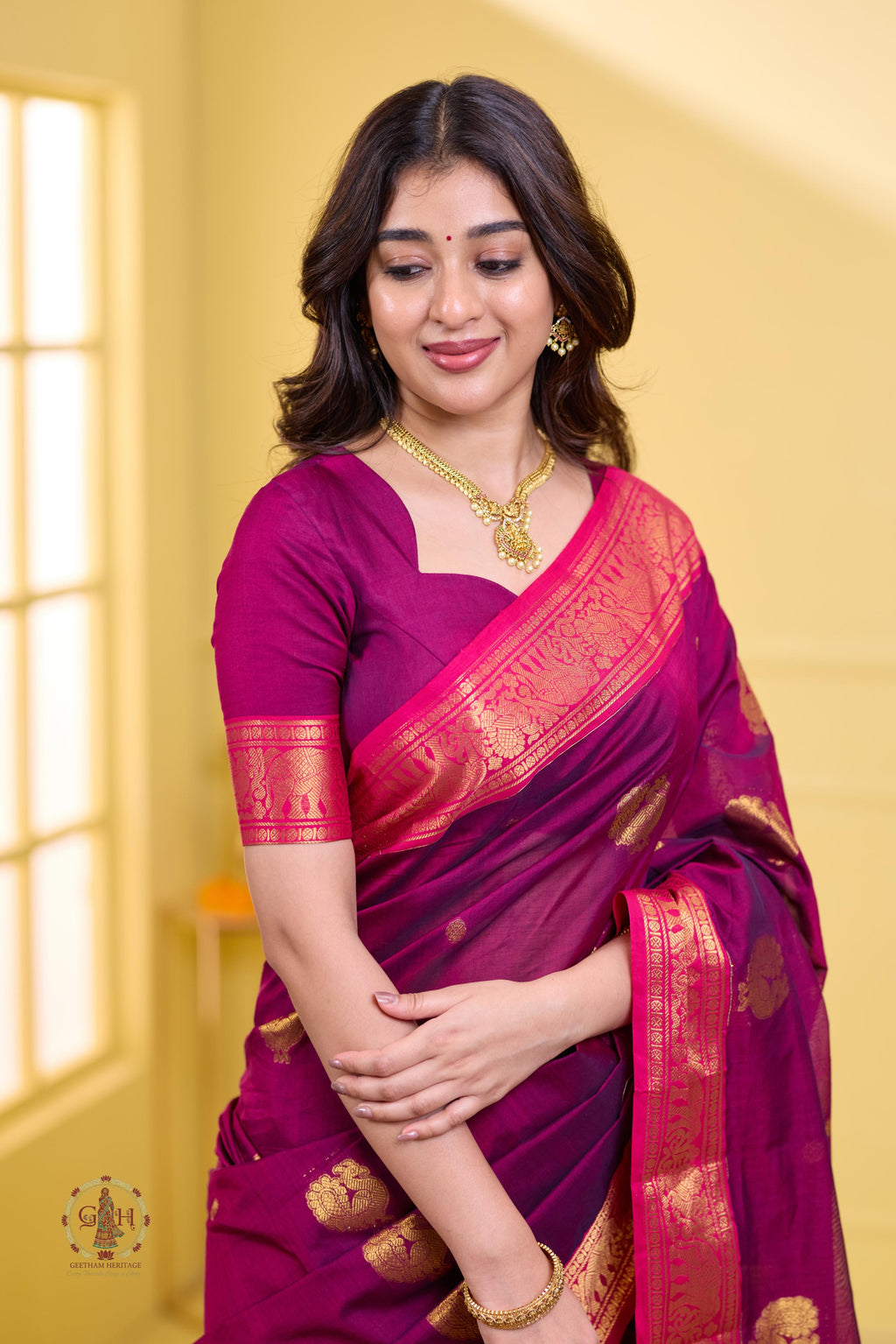 Royal Purple Rich Pallu Annam Kanchi Cotton