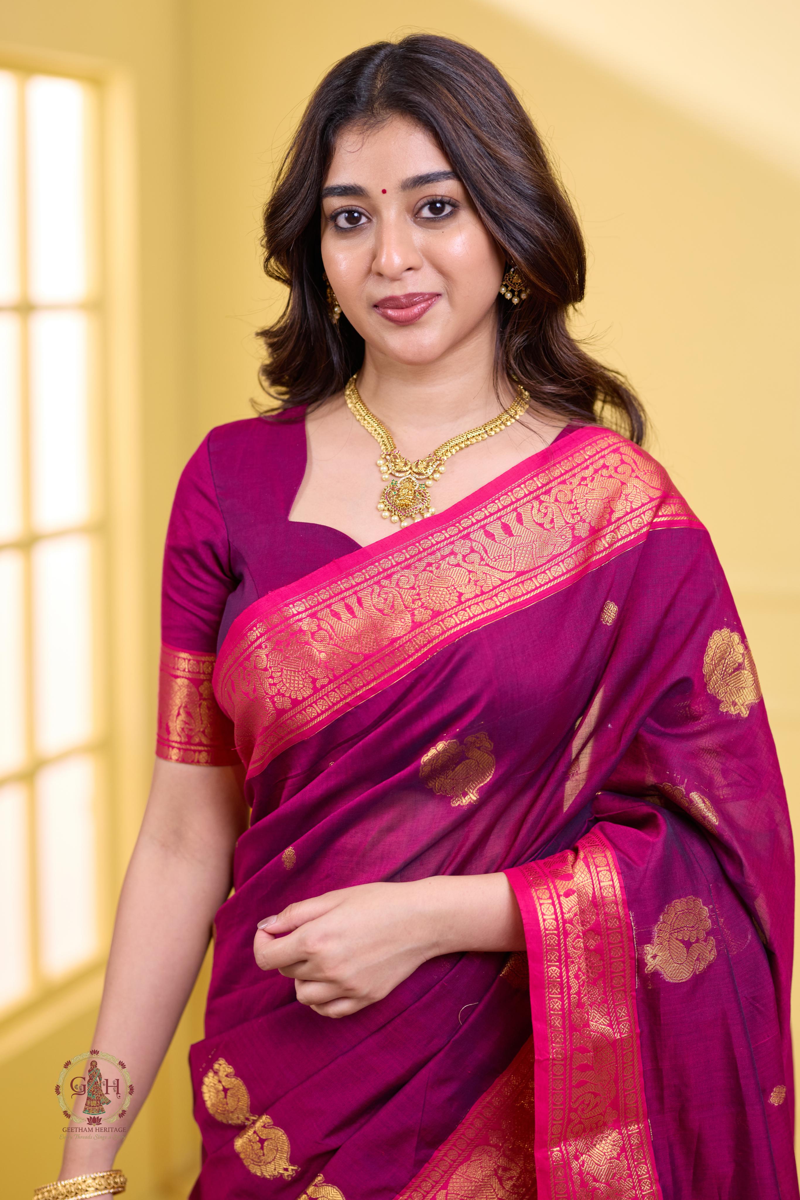 Royal Purple Rich Pallu Annam Kanchi Cotton