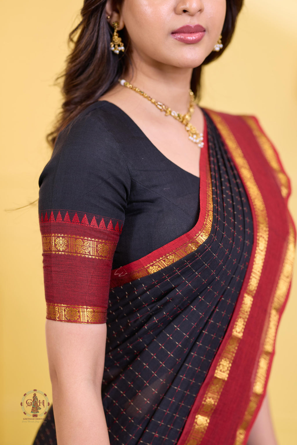 Grace Black Checked Kanchi Cotton