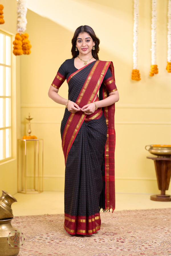 Grace Black Checked Kanchi Cotton