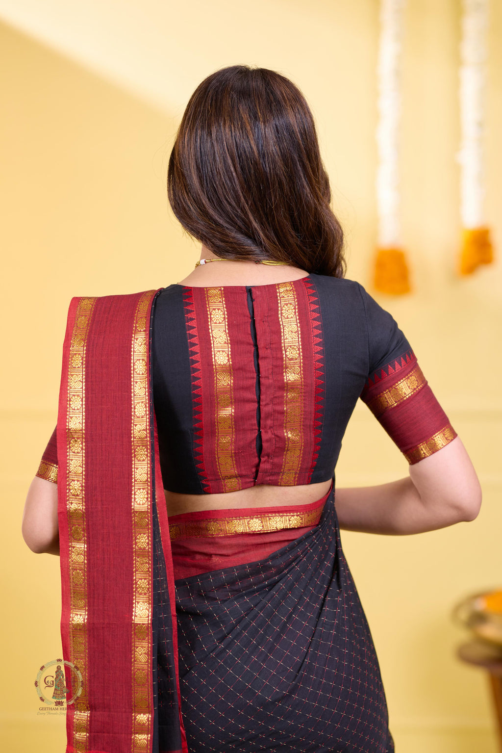 Grace Black Checked Kanchi Cotton