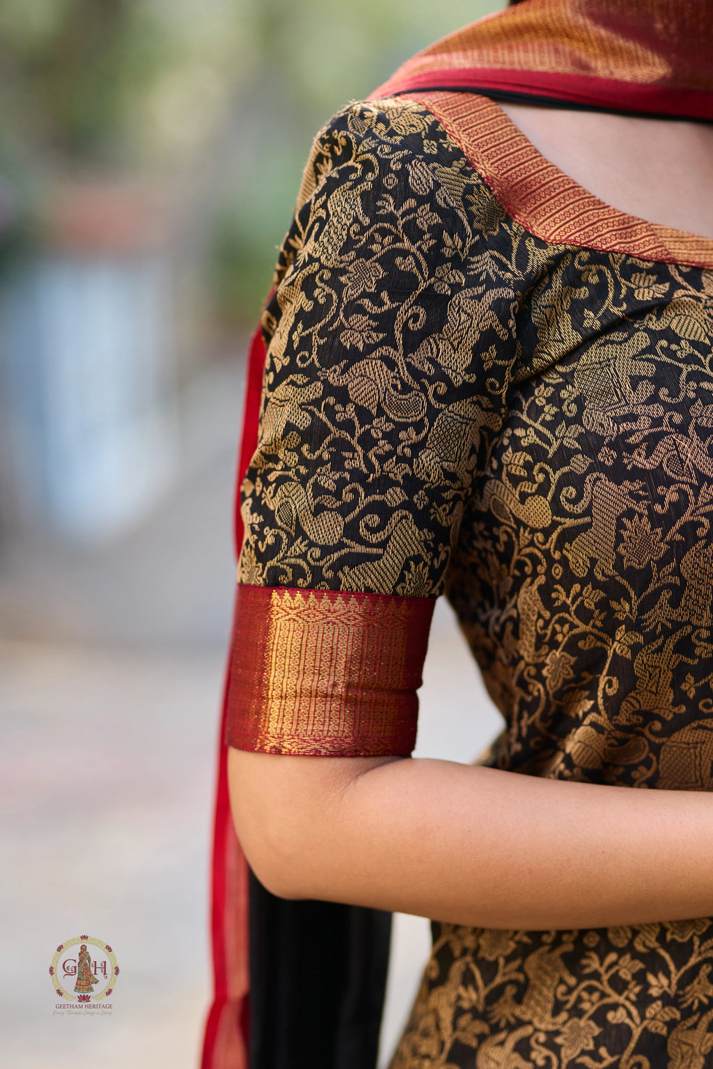 Mai Black Vanasingaram Premium Cotton 2 Piece (Top and Dupatta)