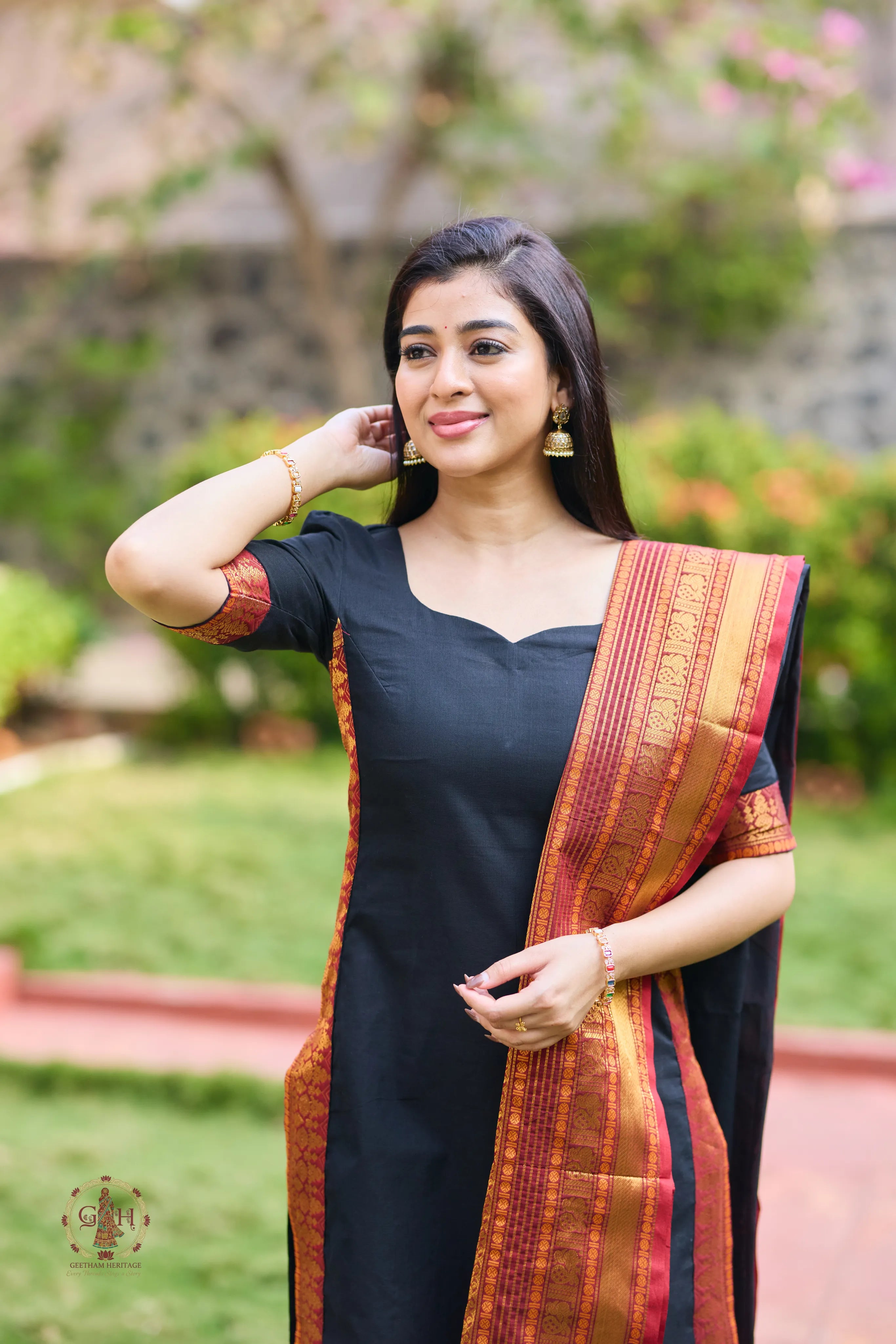 Mayuri Black Premium Cotton 2 Piece (Top and Dupatta)