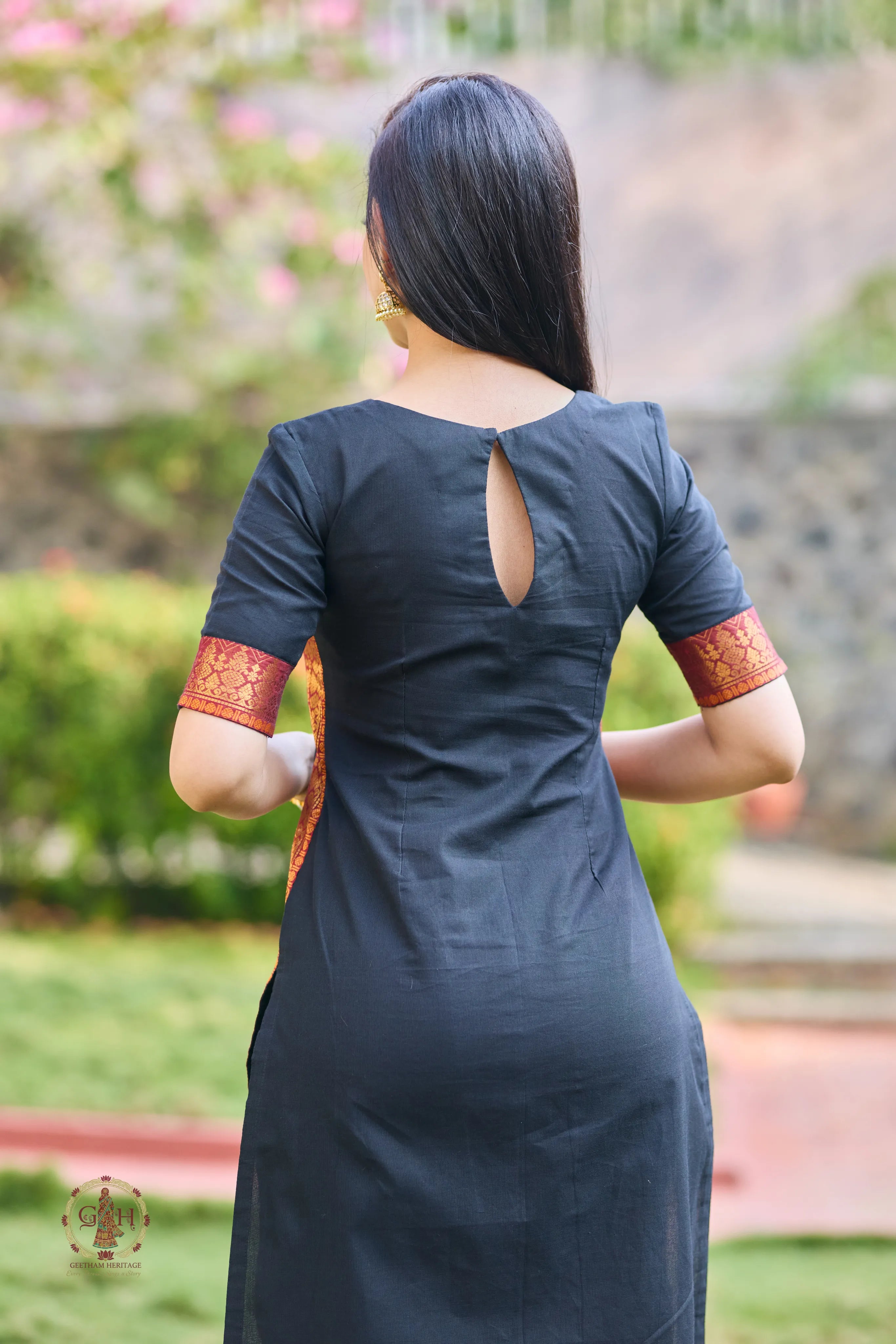 Mayuri Black Premium Cotton 2 Piece (Top and Dupatta)