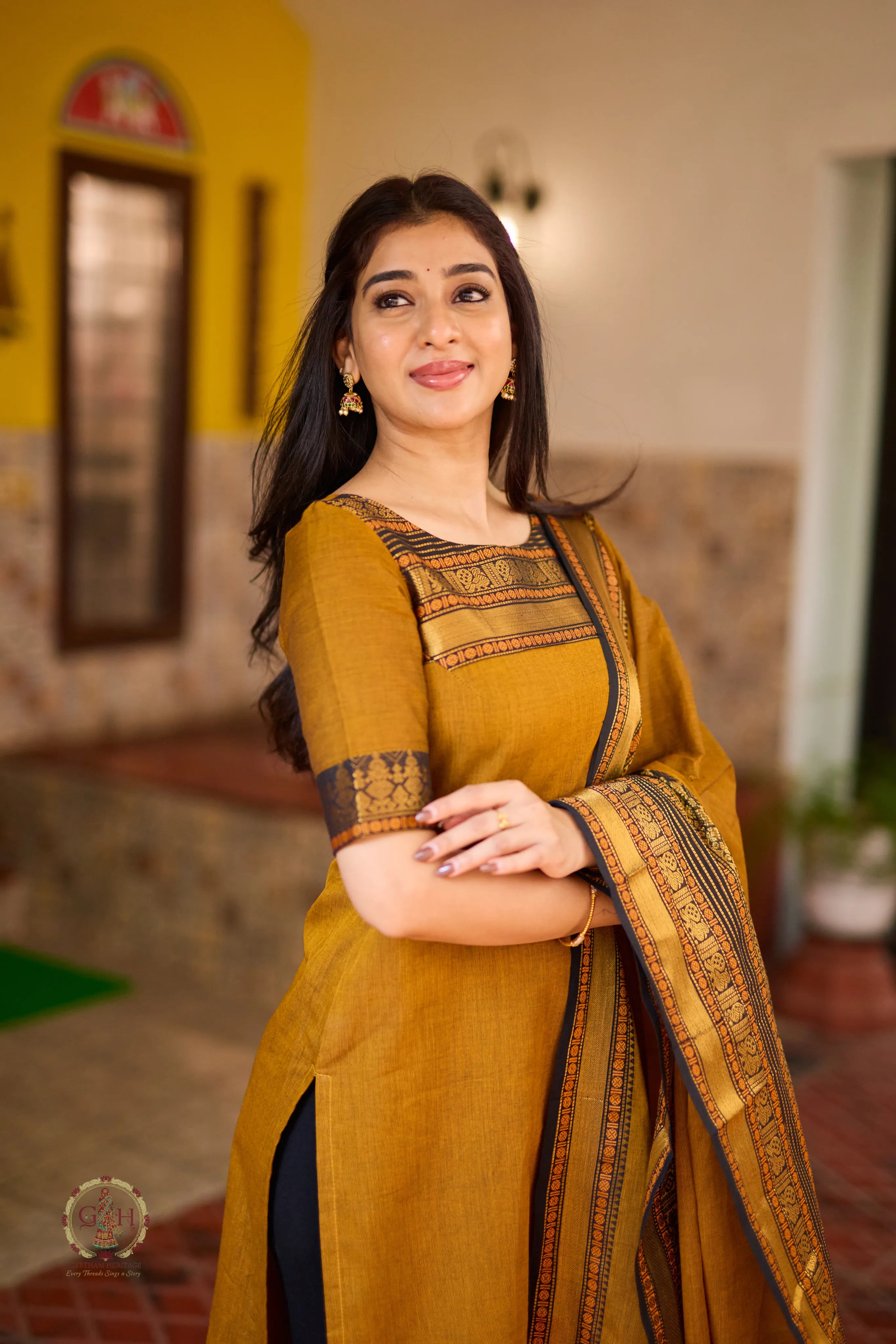 Mustard Yellow Premium Cotton 2 Piece (Top and Dupatta)