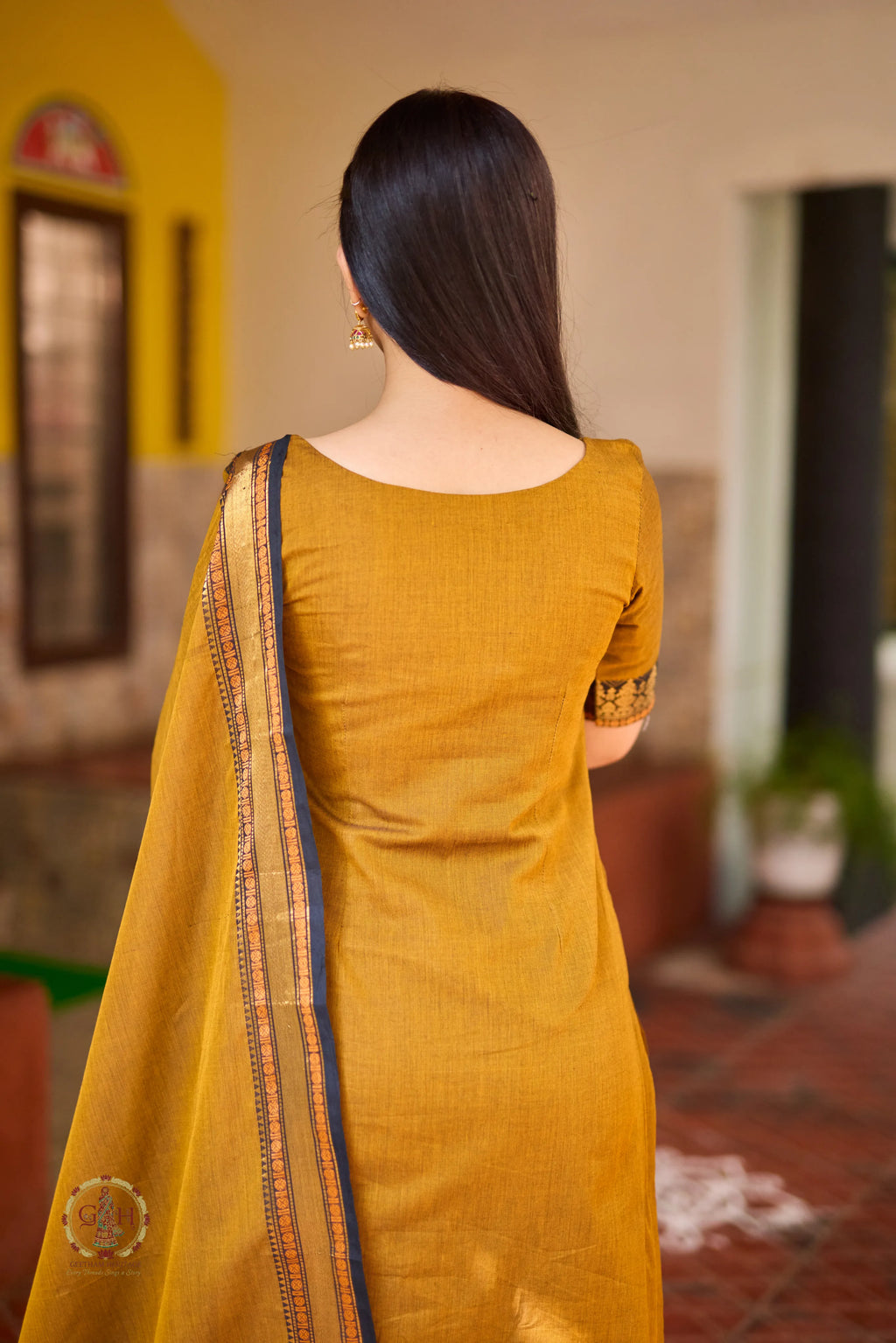 Mustard Yellow Premium Cotton 2 Piece (Top and Dupatta)