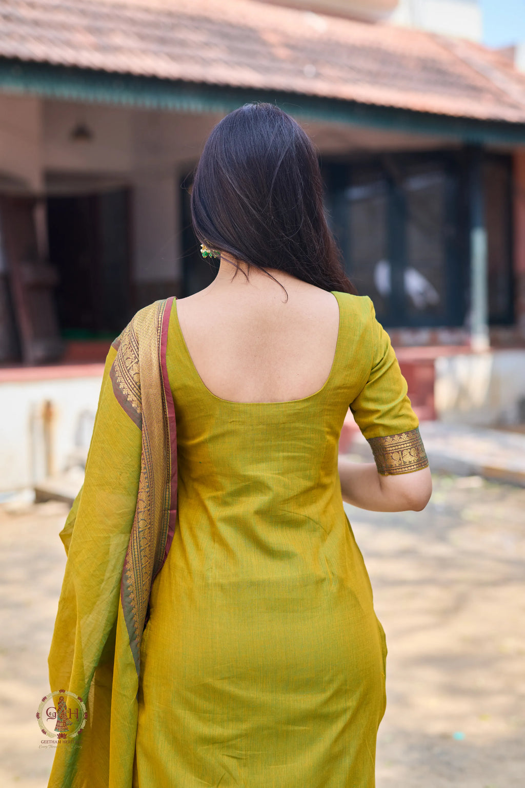 Parrot Green Premium Cotton 2 Piece (Top and Dupatta)
