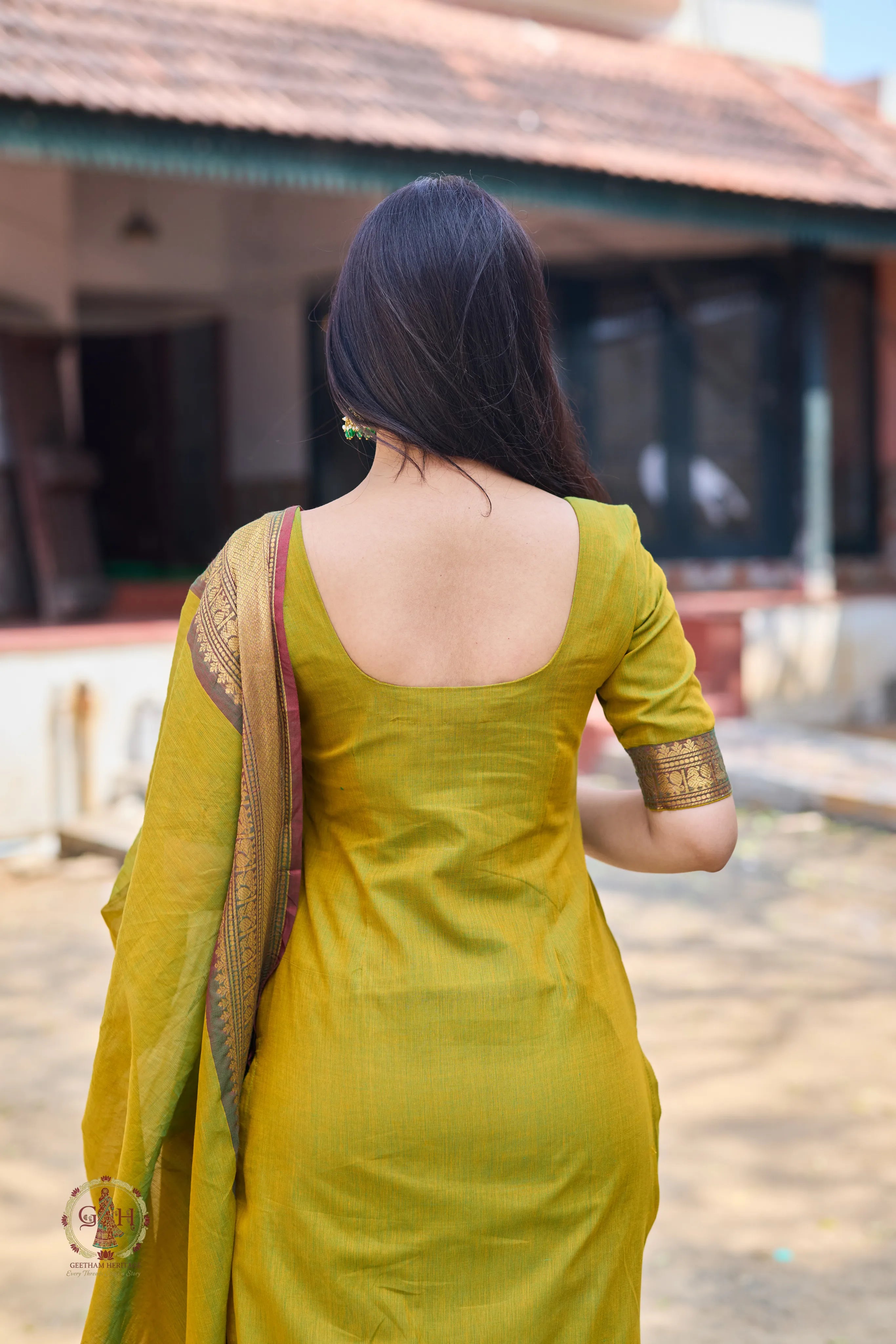 Parrot Green Premium Cotton 2 Piece (Top and Dupatta)