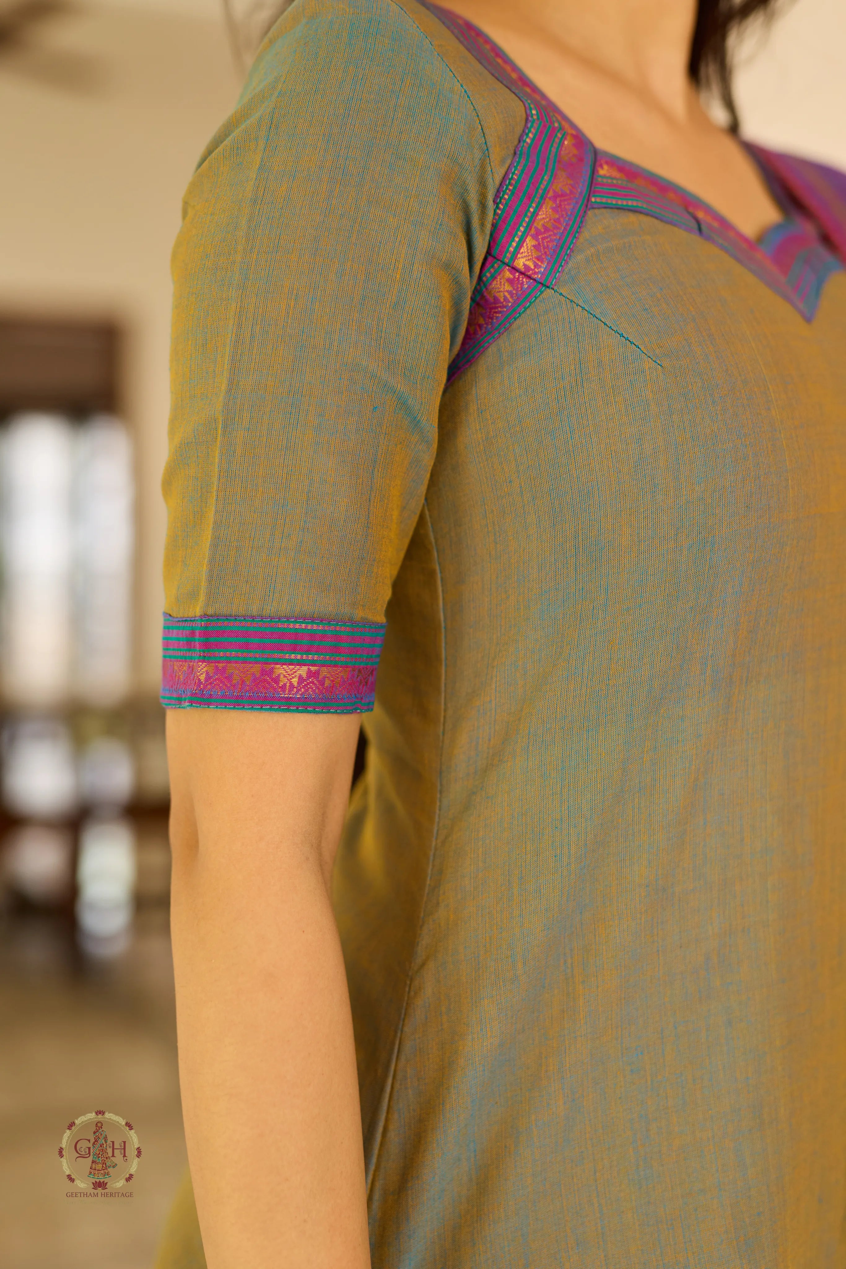Olive Green Premium Cotton 2 Piece (Top and Dupatta)