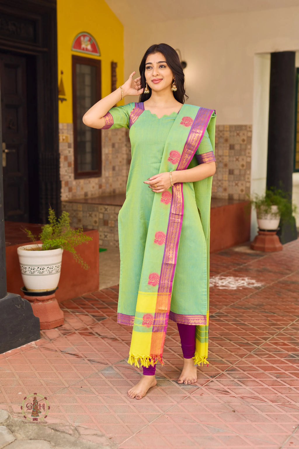 Imperial Pistachio Premium Cotton 2 Piece (Top and Dupatta)