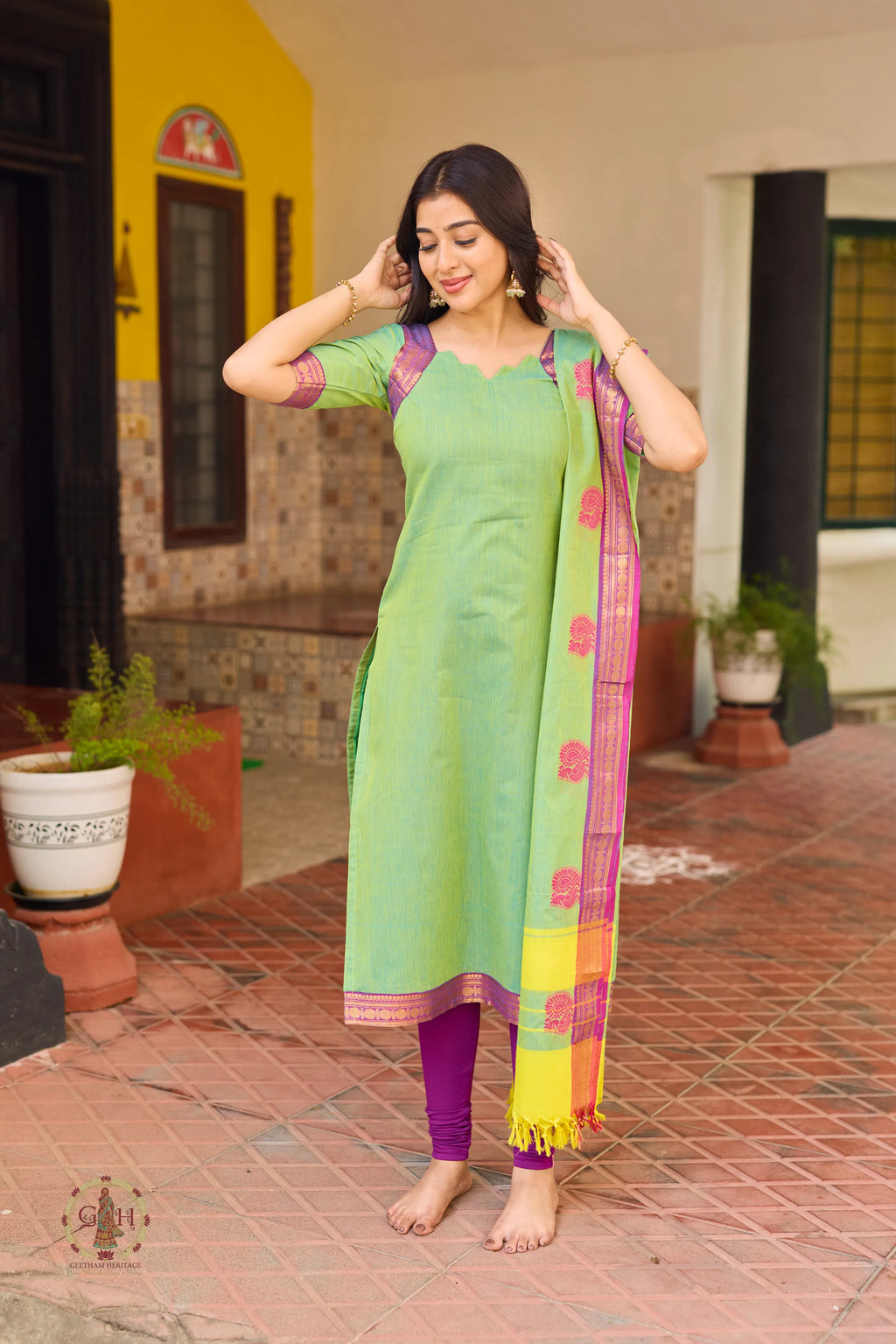 Imperial Pistachio Premium Cotton 2 Piece (Top and Dupatta)