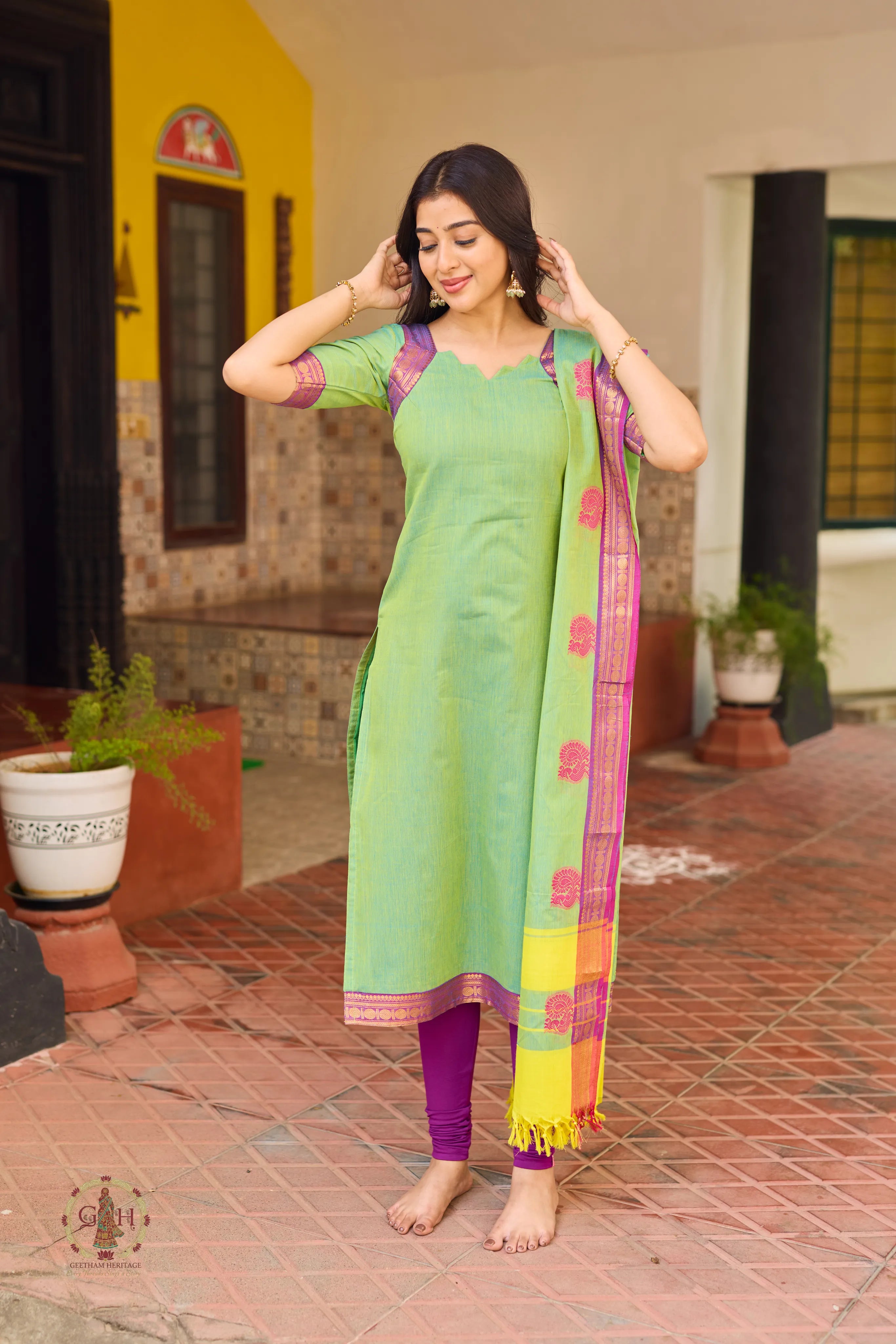 Imperial Pistachio Premium Cotton 2 Piece (Top and Dupatta)