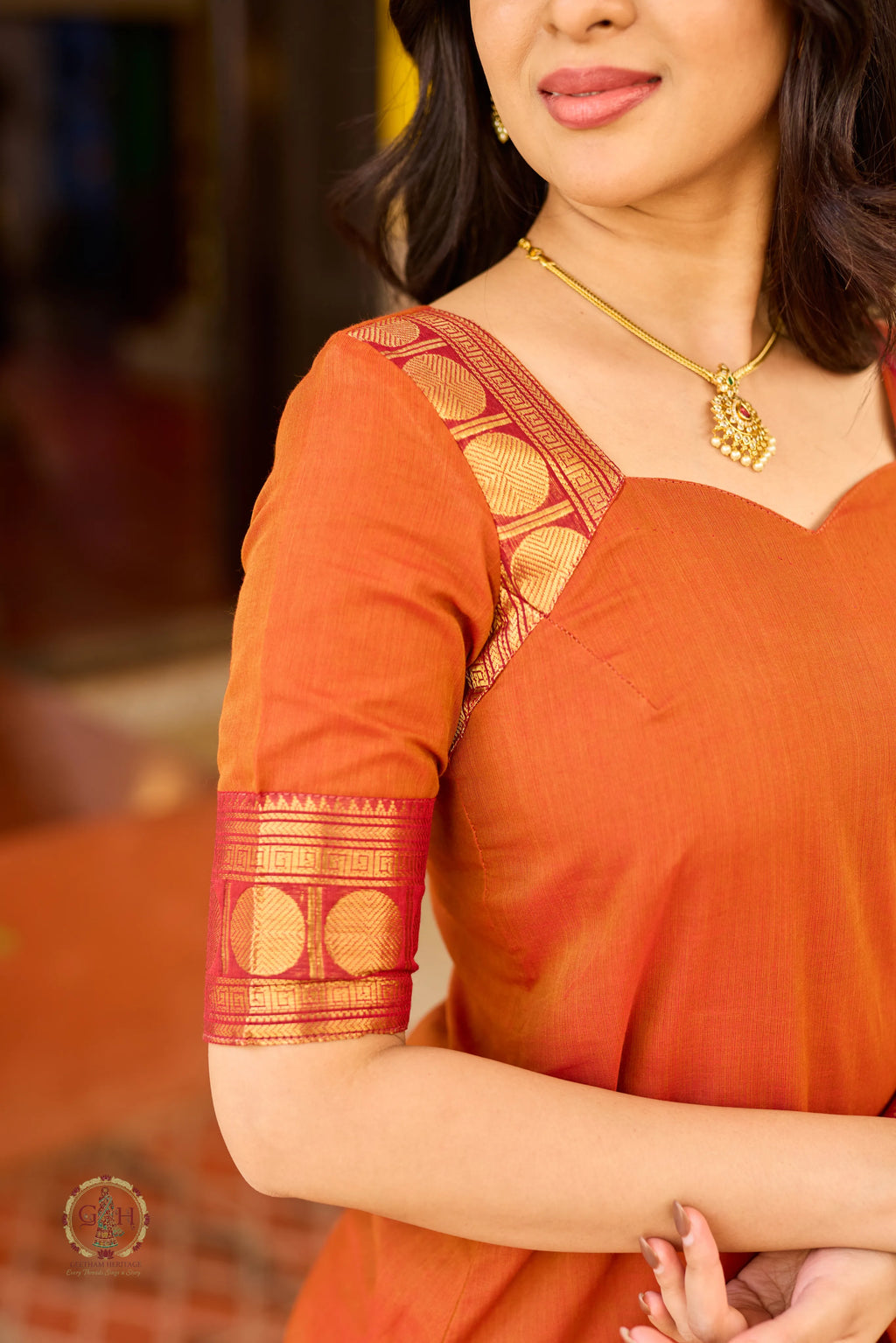 Burnt Orange Premium Cotton 2 Piece (Top and Dupatta)