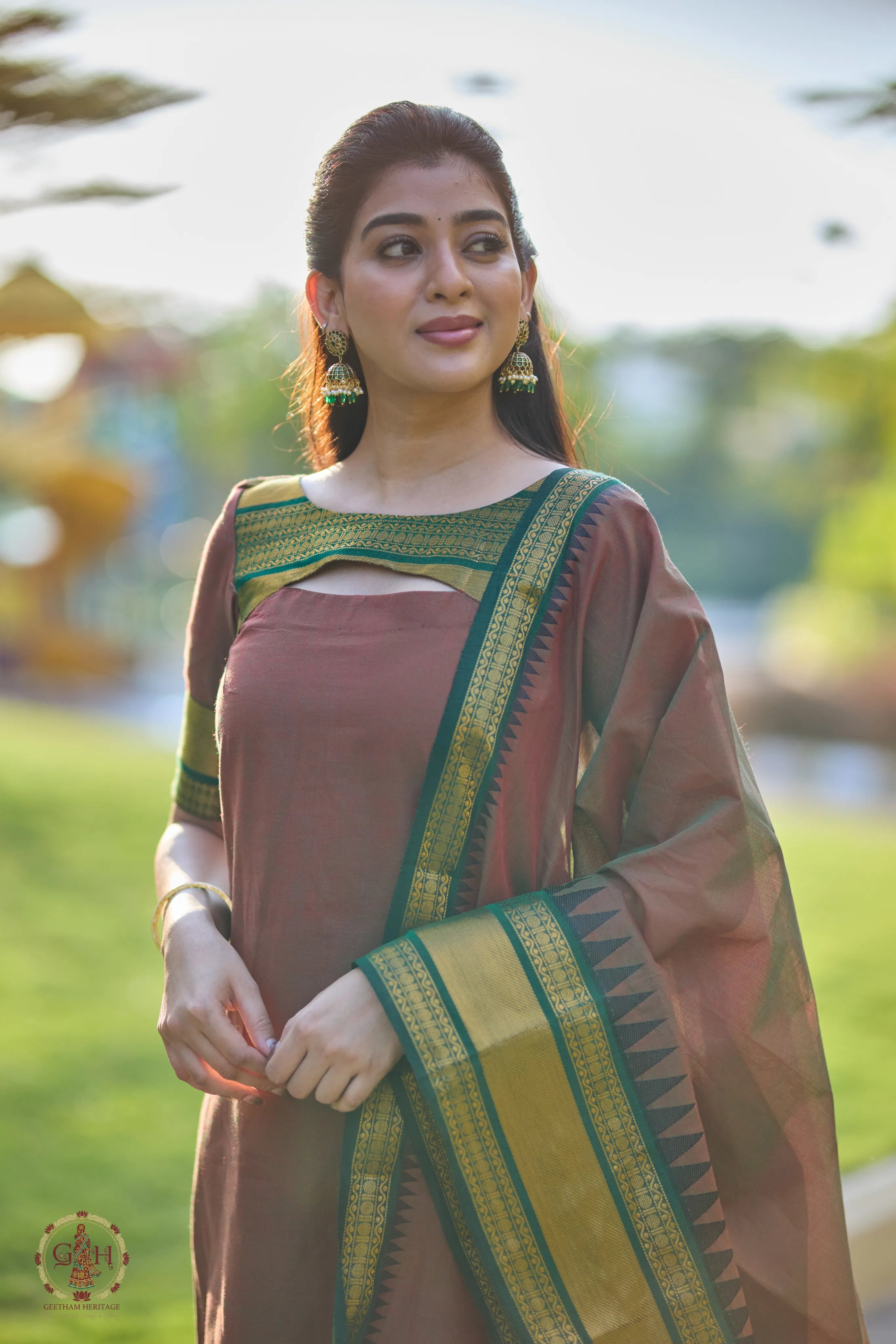 Cocoa Brown Premium Cotton 2 Piece (Top and Dupatta)