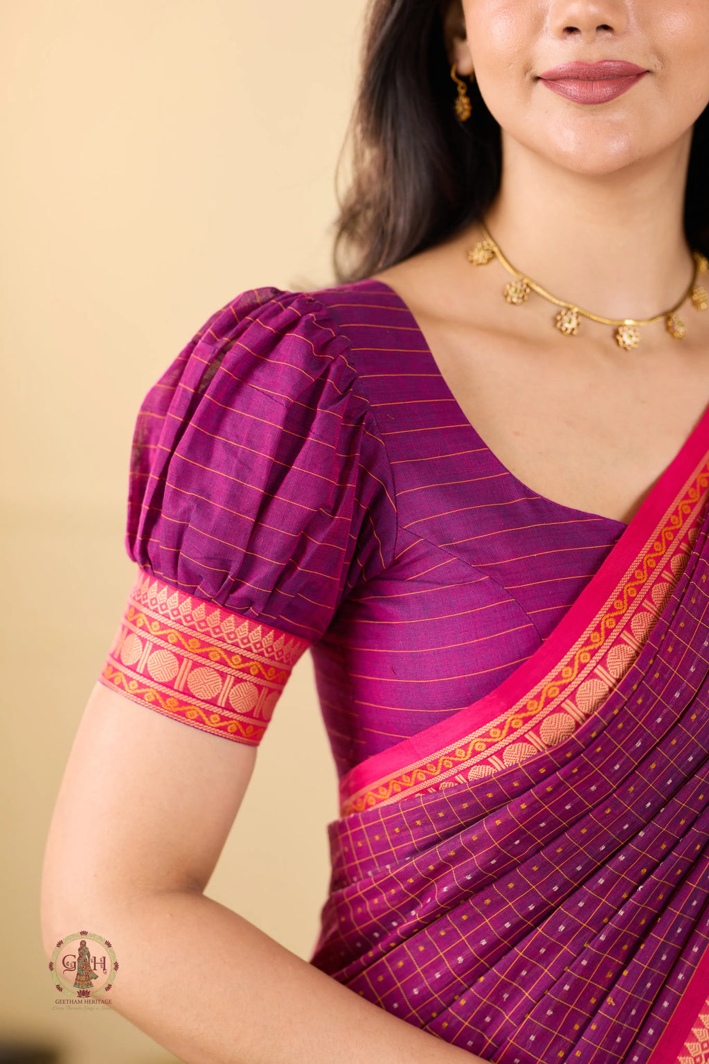 Purple Plain Thread Butta Kanchi Cotton