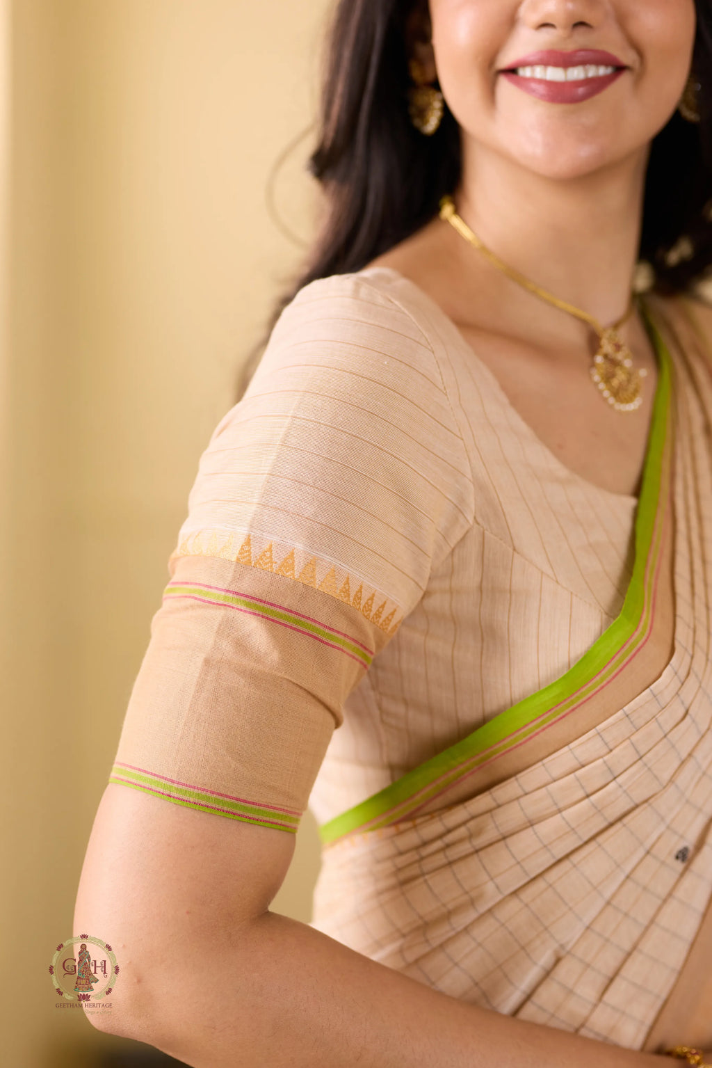 Half White Checked Kanchi Cotton