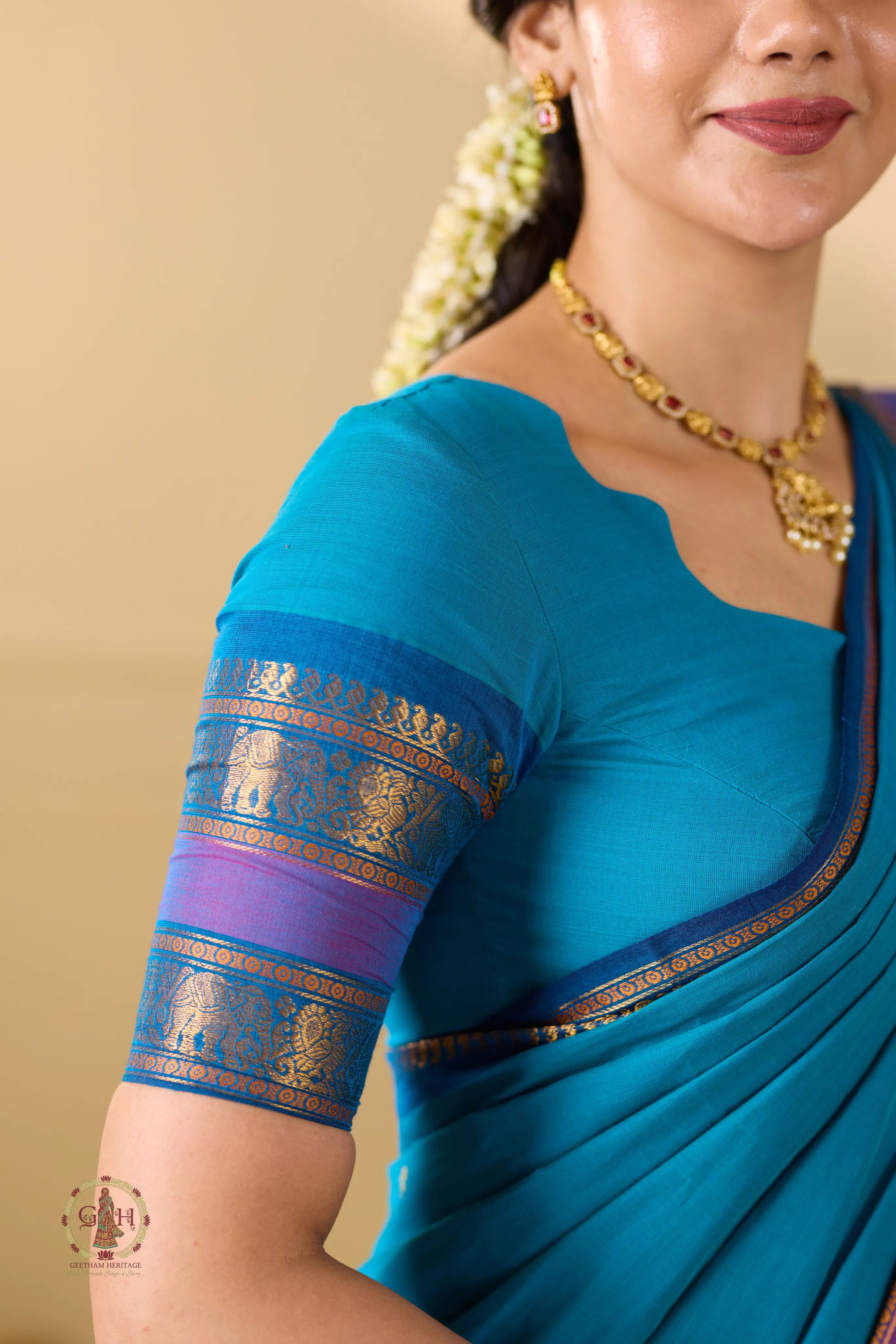 Teal Green Kanchi Cotton