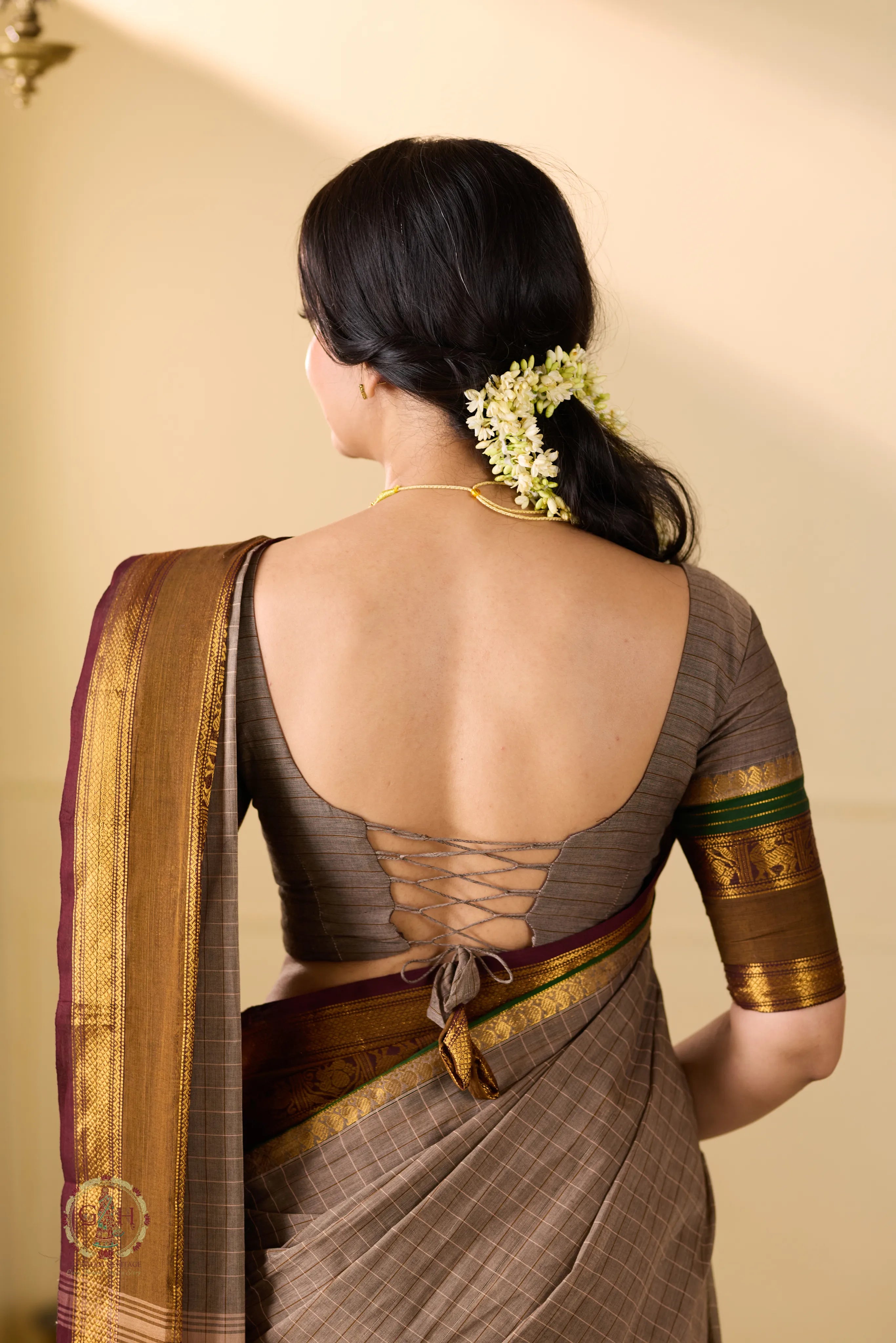 Taube Brown Checked Kanchi Cotton