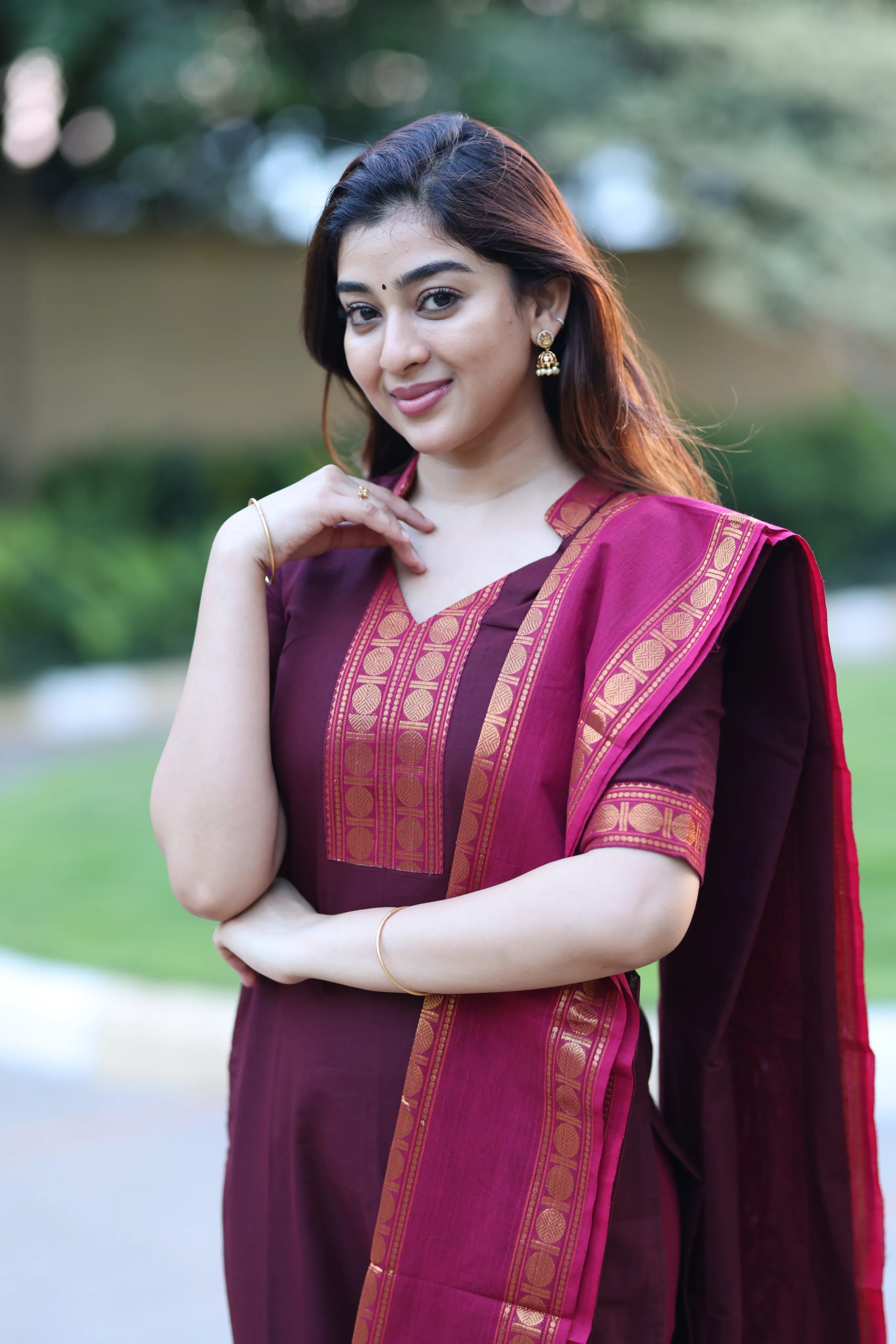 Rich Wine Premium Cotton 2 Piece (Top and Dupatta)
