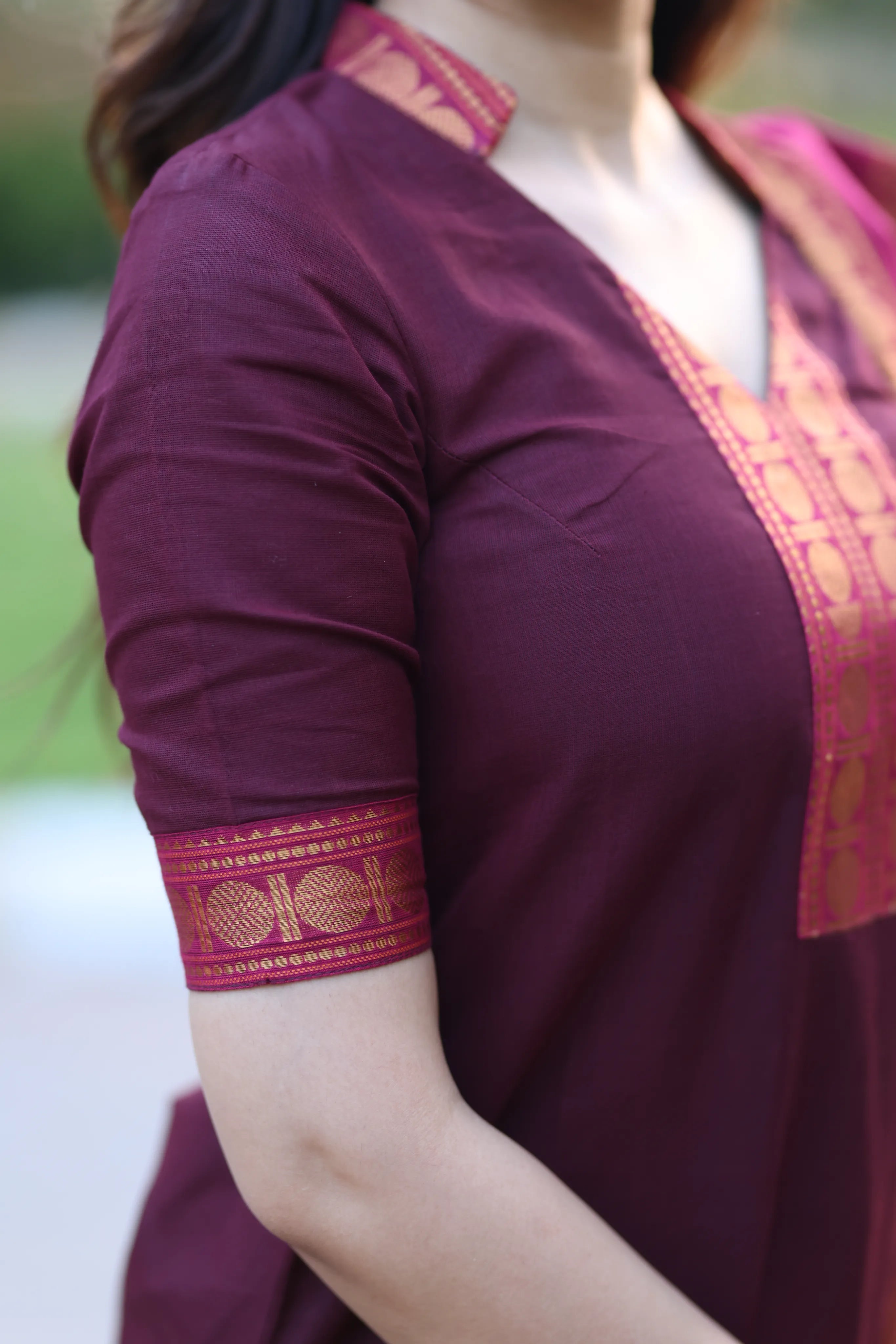 Rich Wine Premium Cotton 2 Piece (Top and Dupatta)