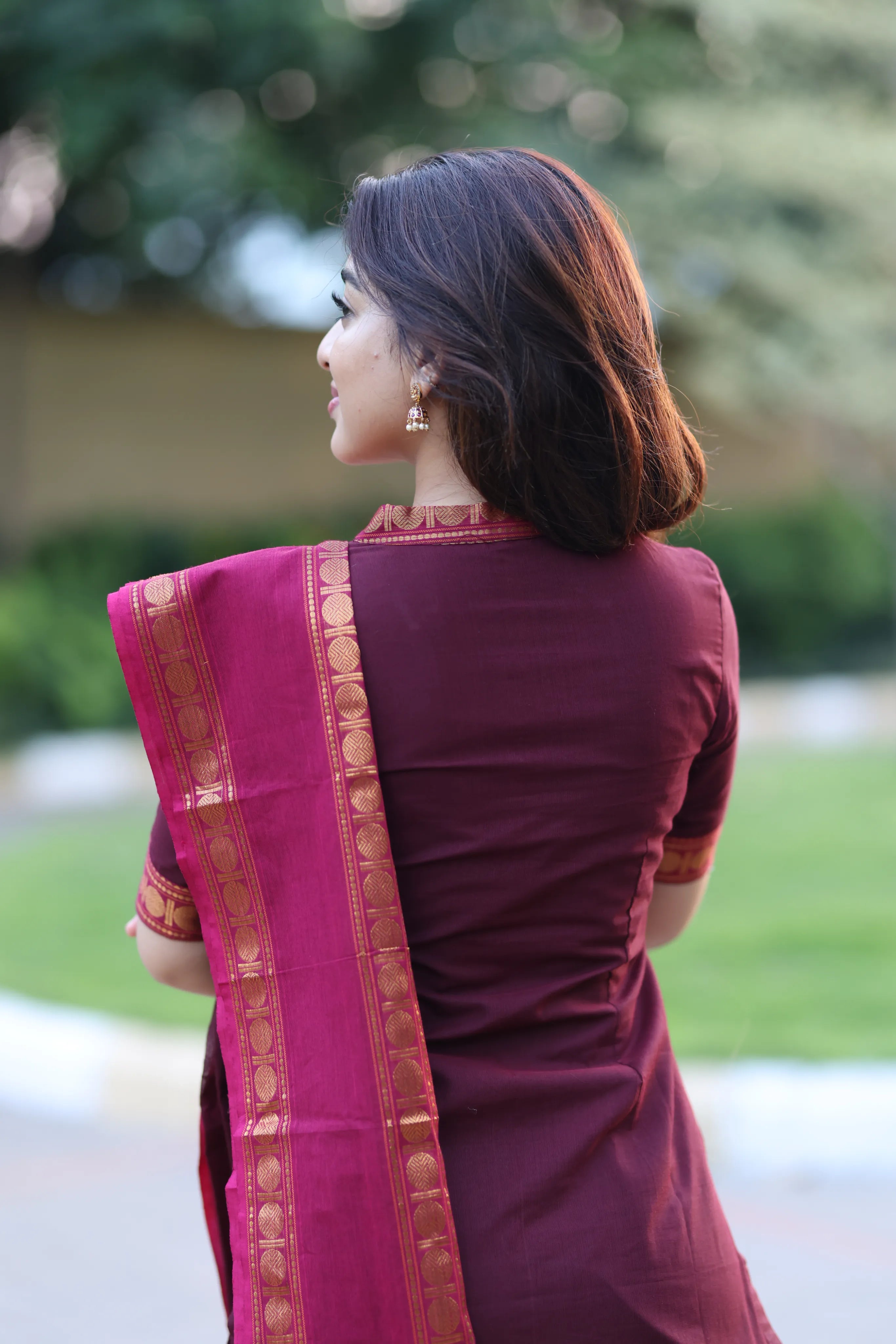 Rich Wine Premium Cotton 2 Piece (Top and Dupatta)